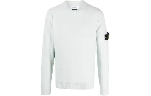STONE ISLAND Sweaters Men's Pink Wax Blue Crew Neck Moderate