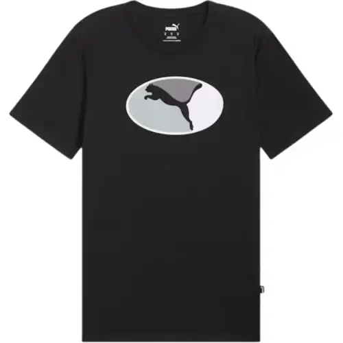 PUMA T Shirts Men's Black Crew Neck Moderate Straight Fit