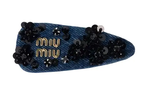 MIU MIU Metal, Fabric, Fabric Hair Clips Women's Blue/Black