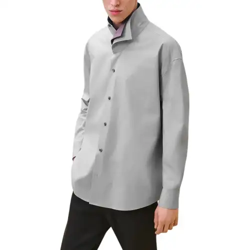 HERMES Shirts Men's Light Gray Moderate