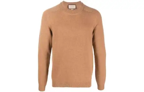 GUCCI Sweaters Men's Camel Crew Neck Moderate