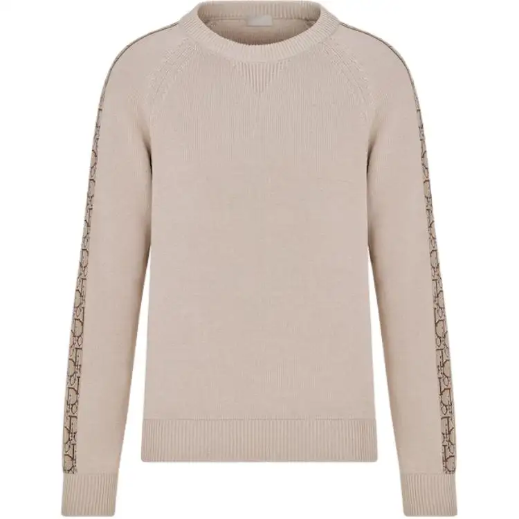 DIOR Sweaters Men's Beige Crew Neck Moderate Other