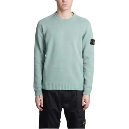 STONE ISLAND Logo Patch Crew Neck Knitted Sweater