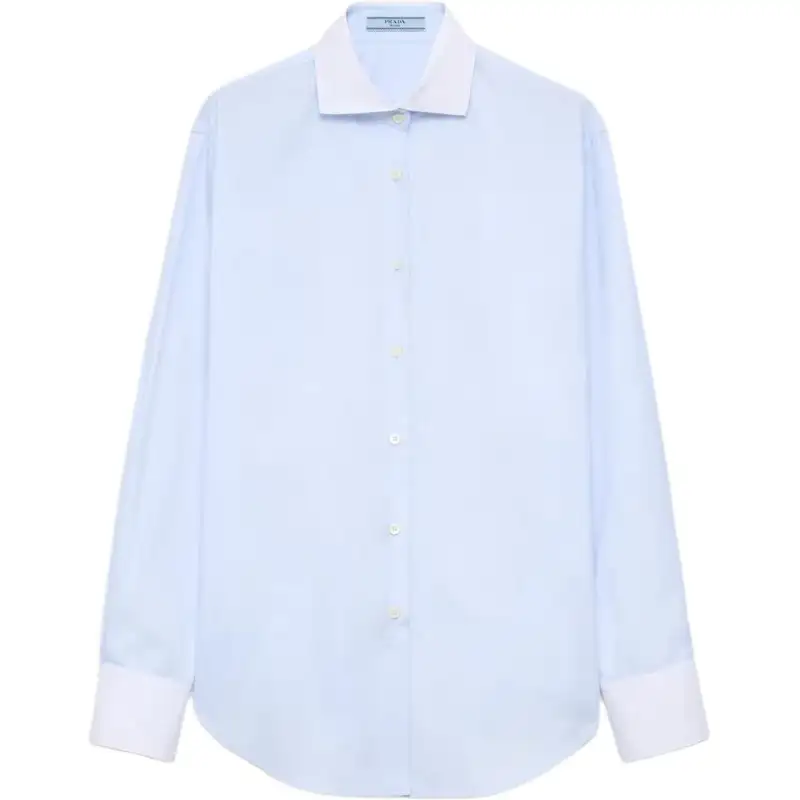 PRADA Logo Embroidered Button Up Shirt