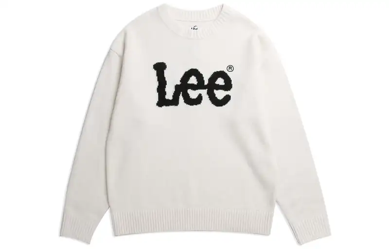 Lee Sweaters Unisex White Crew Neck Moderate Other
