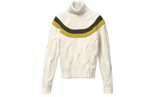 HERMES Cashmere Sweaters Men's White Turtleneck Moderate