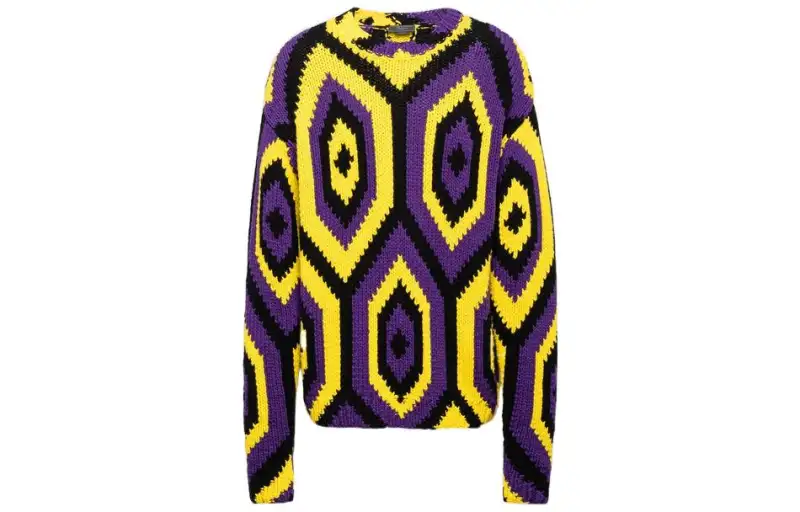 PRADA Cashmere Sweaters Men's Purple Crew Neck Moderate