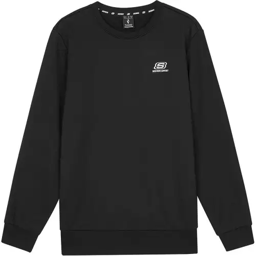 Skechers Skin Friendly Soft Crew Neck Sports Long Sleeved Thickened And Fleece Lined Sweatshirt Unisex Carbon Black