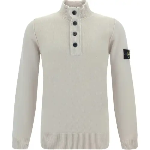 STONE ISLAND Buttoned High Neck Jumper