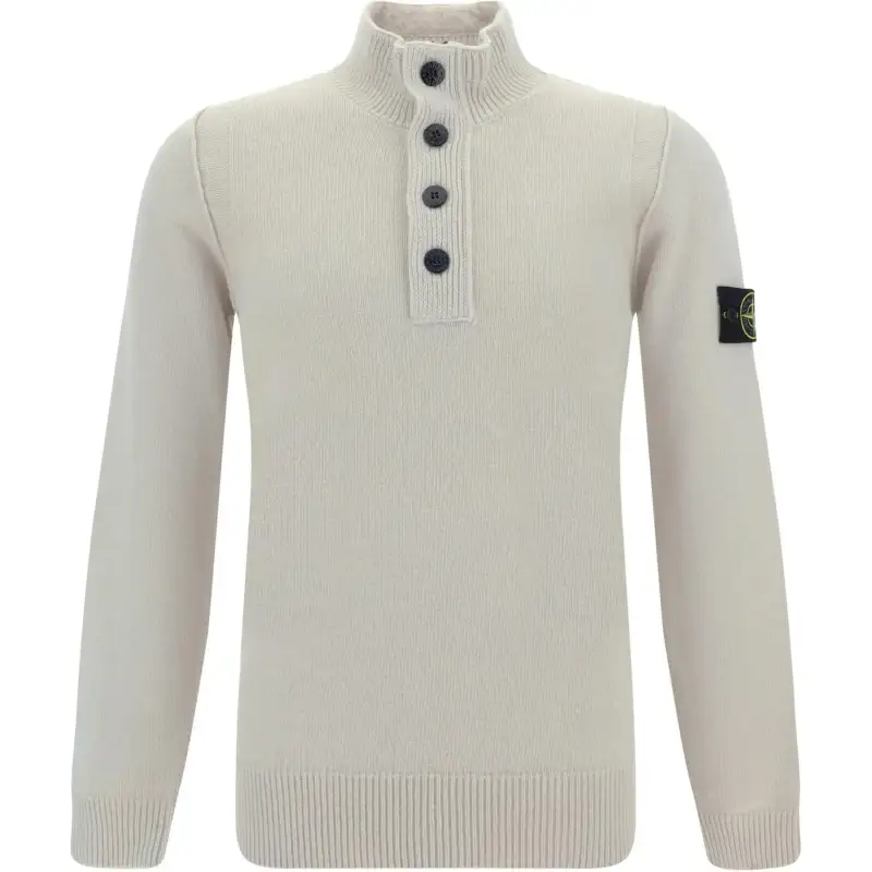 STONE ISLAND Buttoned High Neck Jumper