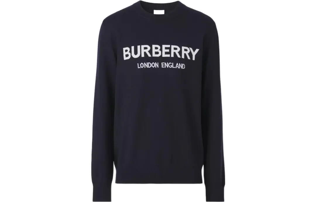 Burberry Logo Intarsia Wool Blend Sweater