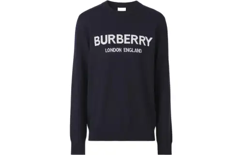 Burberry Logo Intarsia Wool Blend Sweater