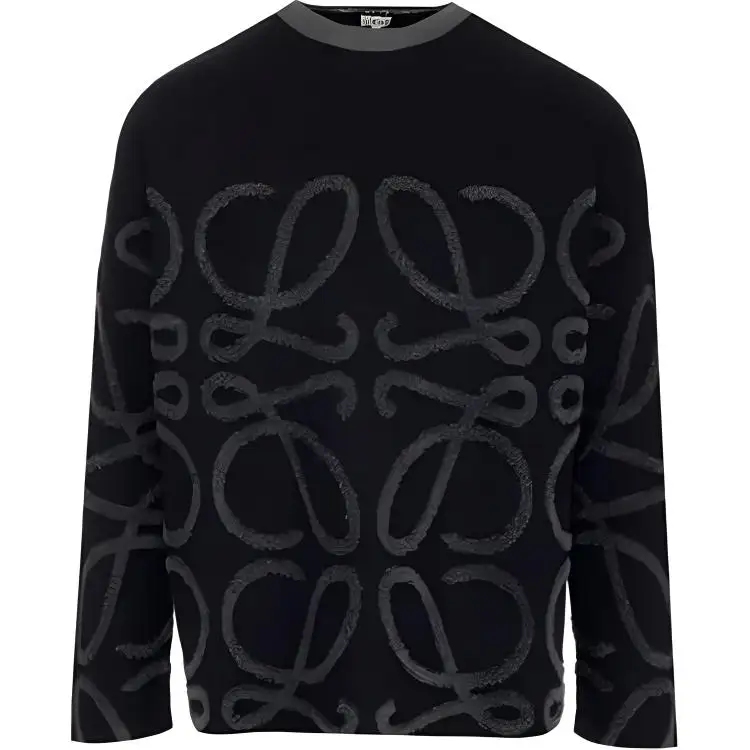 LOEWE Sweaters Men's Black Crew Neck Moderate Base Layer