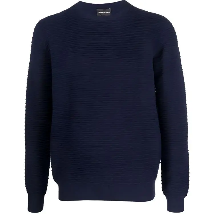 EMPORIO ARMANI Cashmere Sweaters Men's Blue Crew Neck Moderate