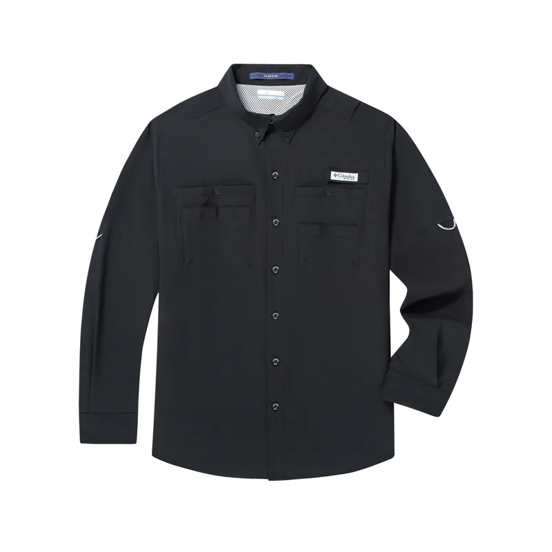 Columbia Shirts Men's Black Lapel Moderate Other