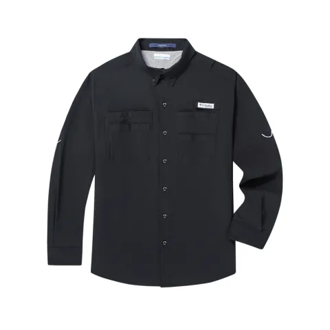 Columbia Shirts Men's Black Lapel Moderate Other