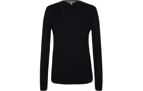 Burberry Cashmere Sweaters Men's Black V Neck Moderate