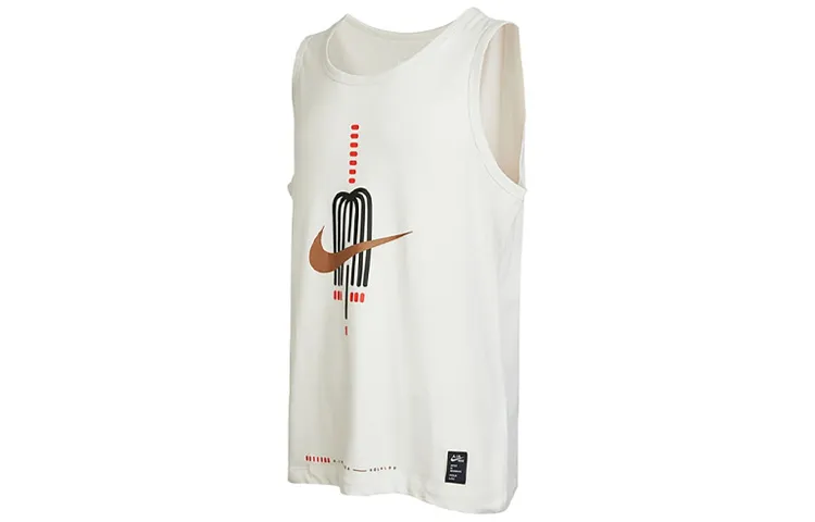 Nike Tank Tops Men's White Crew Neck Moderate Straight Fit