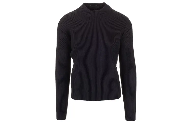 PRADA Sweaters Men's Black Crew Neck Moderate Base Layer