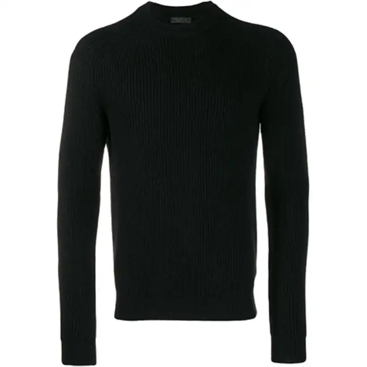 PRADA Sweaters Men's Black Crew Neck Moderate Base Layer