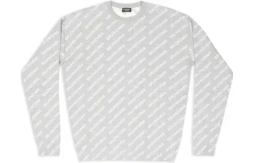 Balenciaga All Over Logo Knit Crewneck