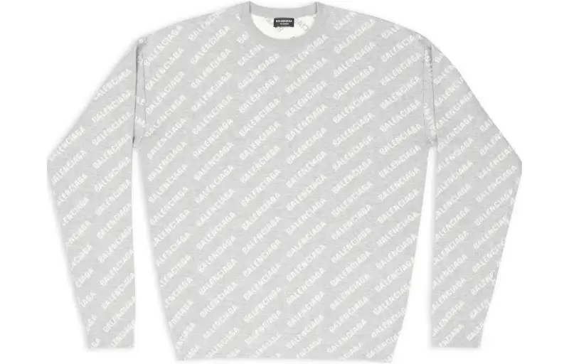 Balenciaga All Over Logo Knit Crewneck