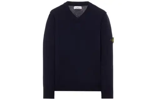 STONE ISLAND Sweaters Men's Dark Blue V Neck Moderate Other