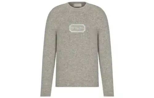 DIOR Cashmere Sweaters Men's Gray Crew Neck Moderate