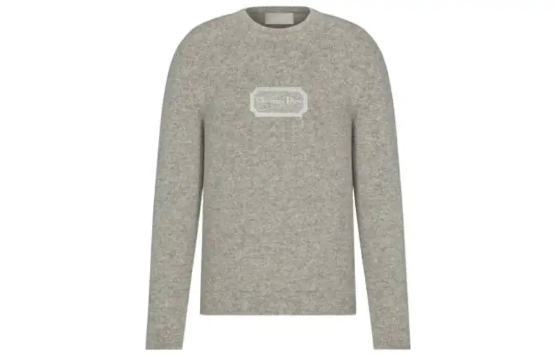 DIOR Cashmere Sweaters Men's Gray Crew Neck Moderate