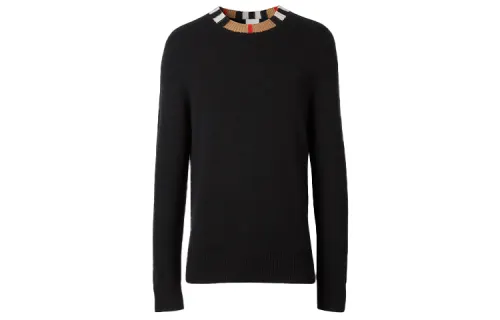 Burberry Cashmere Sweaters Men's Black Crew Neck Moderate