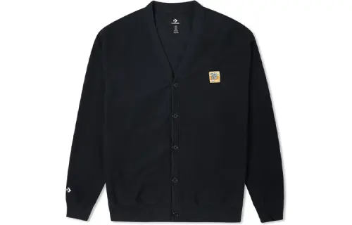 Converse Knitwear Men's Ink Black V Neck Moderate Cardigan