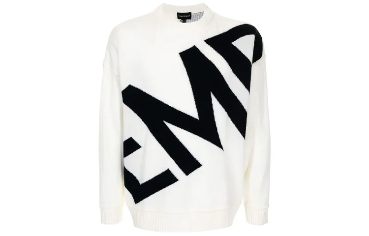 EMPORIO ARMANI Cashmere Sweaters Men's White Crew Neck Moderate