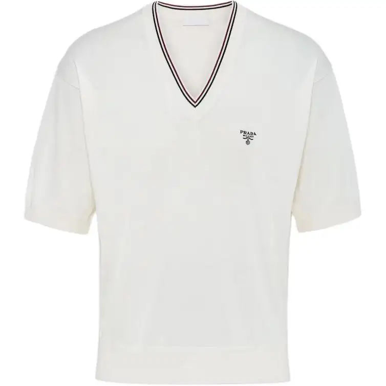 PRADA Sweaters Men's White V Neck Moderate Other