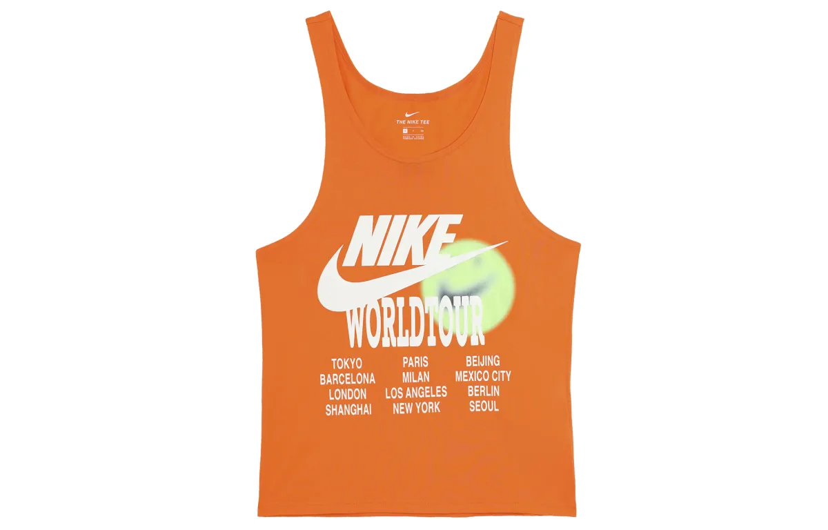 Nike Tank Tops Men's Orange Crew Neck Moderate