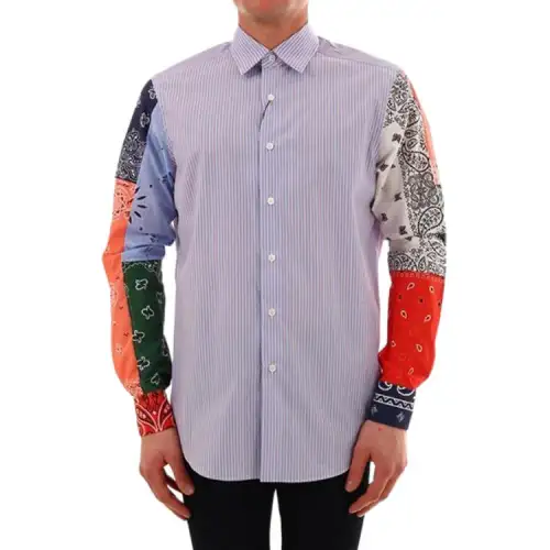 LOEWE Shirts Men's Mixed Color Lapel Moderate