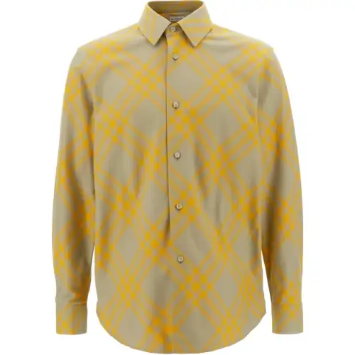 Burberry Checked Collared Long-Sleeve Shirt