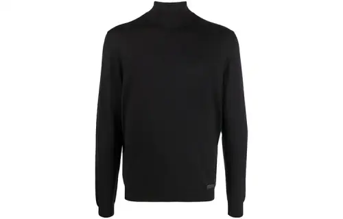 PRADA Cashmere Sweaters Men's Black Turtleneck Moderate