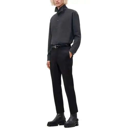 HERMES Shirts Men's Black Double Collar Moderate Other