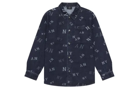 MLB MONOGRAM 24FW Denim Shirt Unisex Dark Marine Blue