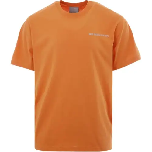Vetements T Shirts Men's Orange Crew Neck Moderate Straight Fit