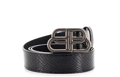 Balenciaga Leather Belts Unisex Black Width 3.8cm