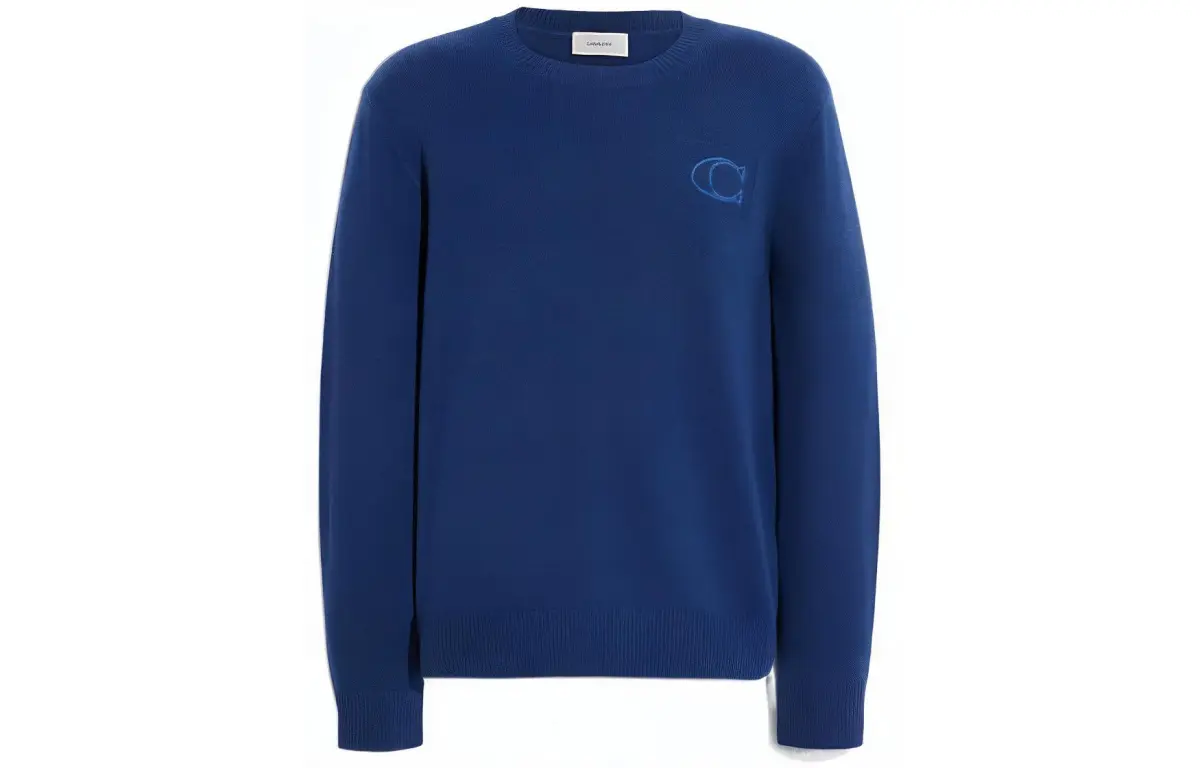 COACH Sweaters Men's Blue Crew Neck Moderate Straight Fit