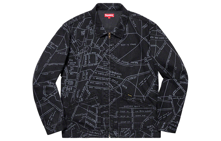 куртка Supreme SS19 Gonz Map Work Jacket (черная) — фото 1
