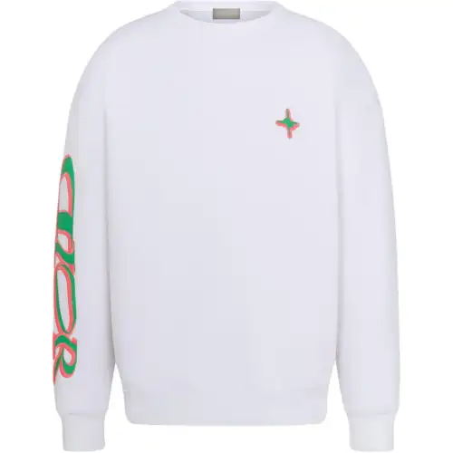 DIOR Sweatshirts Men's White Crew Neck Moderate Regular