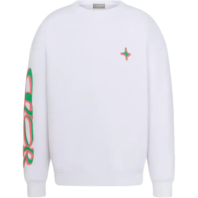 DIOR Sweatshirts Men's White Crew Neck Moderate Regular