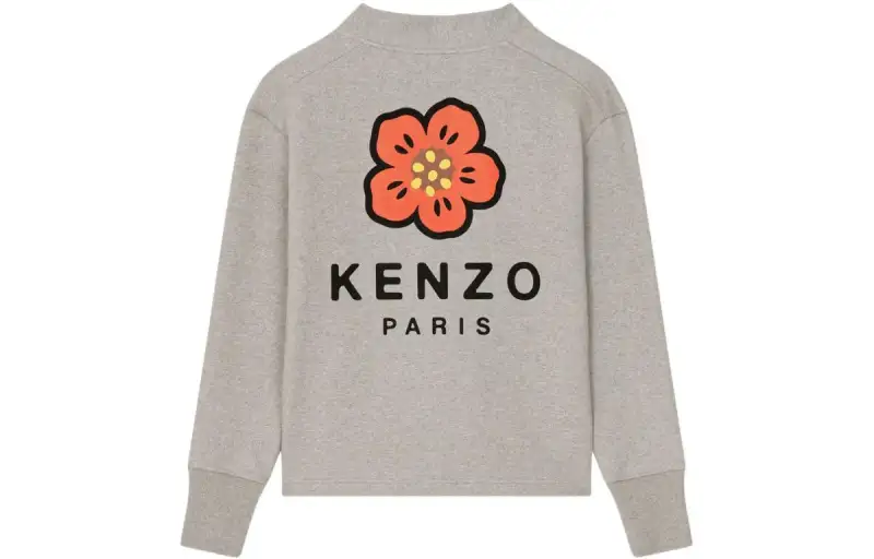 KENZO Sweatshirts Men's Gray V Neck Moderate Cardigan