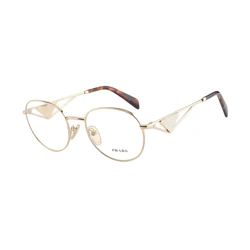PRADA Metal Oval Eyeglass Frames Unisex Gold