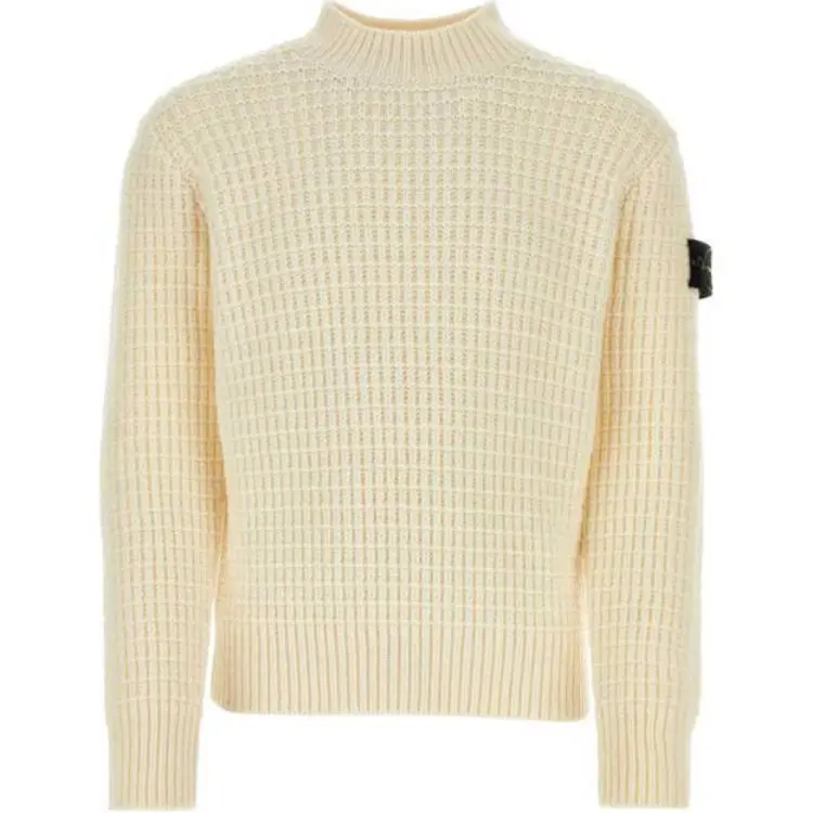 STONE ISLAND Logo Patch Mock Neck Sweater