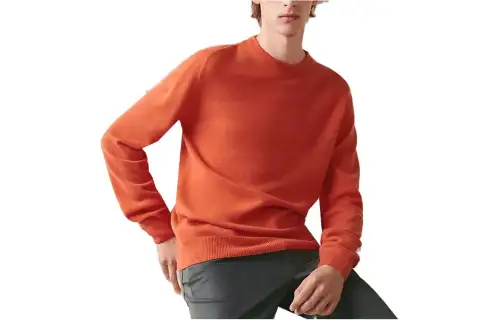 HERMES Sweaters Men's Orange Red Crew Neck Moderate Other