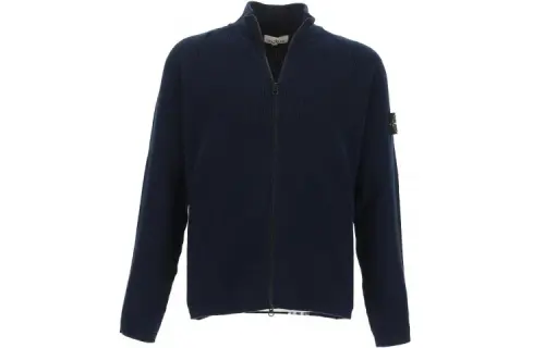 STONE ISLAND Knitwear Men's Marine Blue Stand Collar Cardigan
